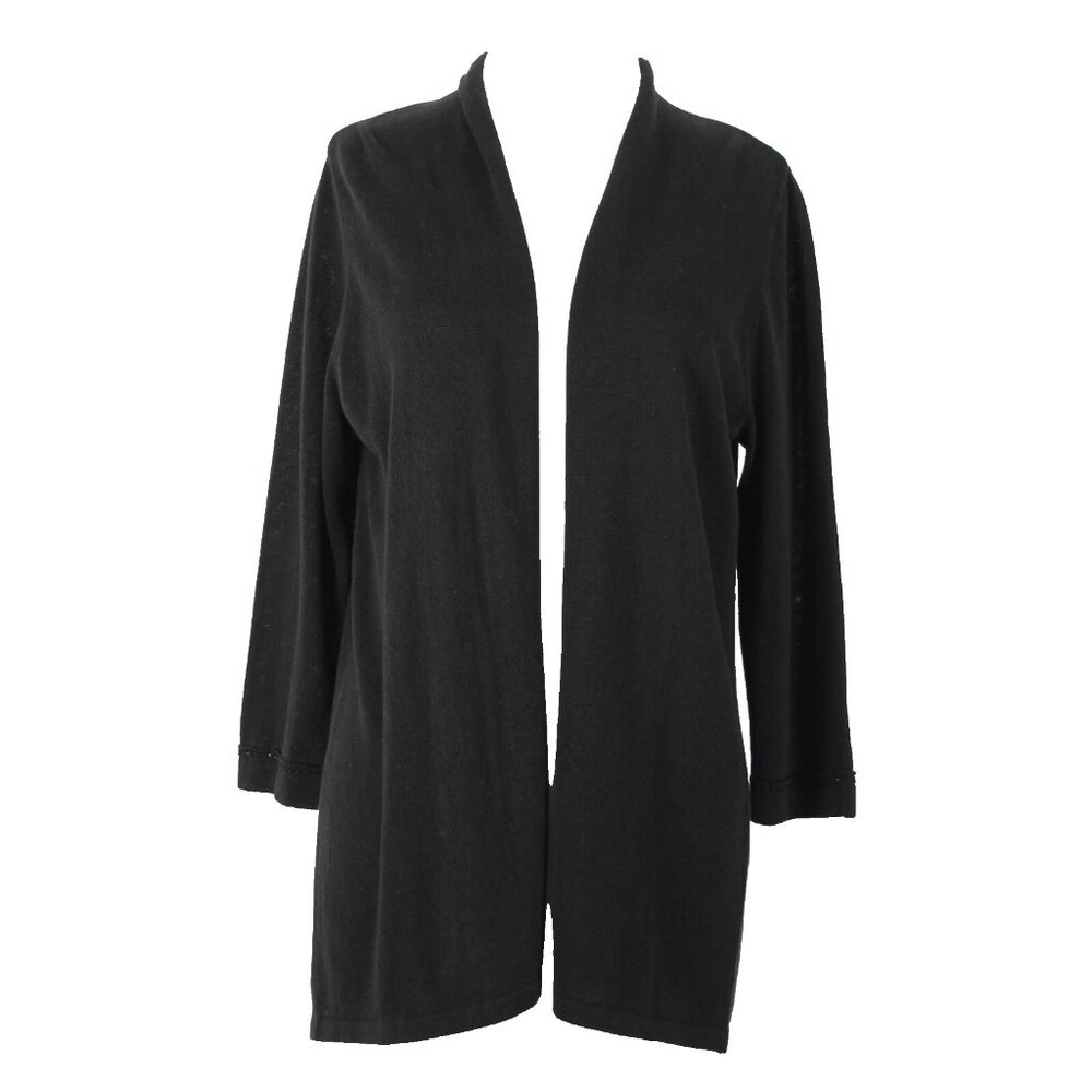 J Jill $79 Sz S Black Collar Linen Rayon Wrap Sweater